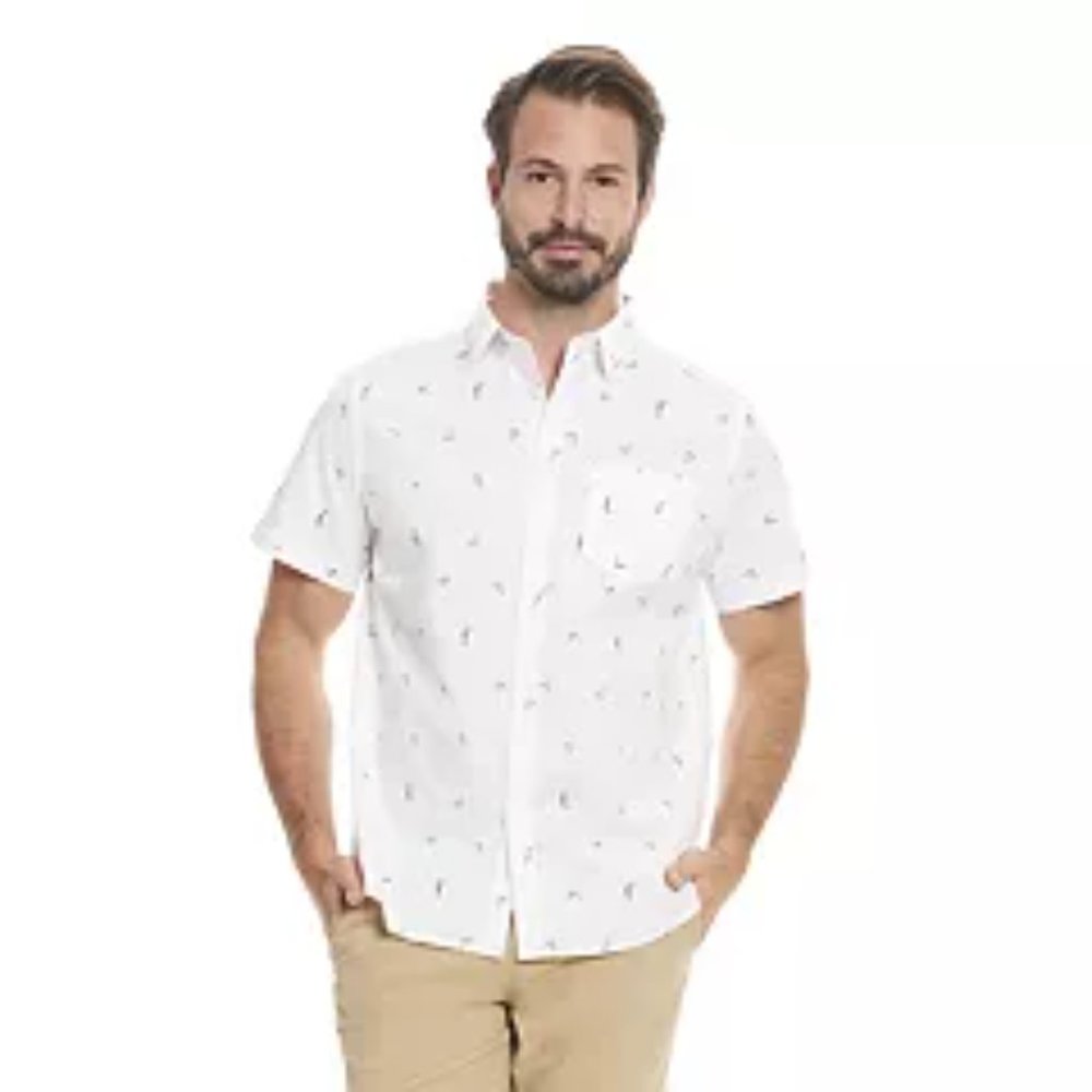 Men's Sonoma Goods For Life® Short Sleeve Perfect Length Button Down Shirt Sz XL